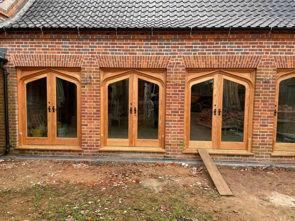 Hardwood exterior door made in the workshop